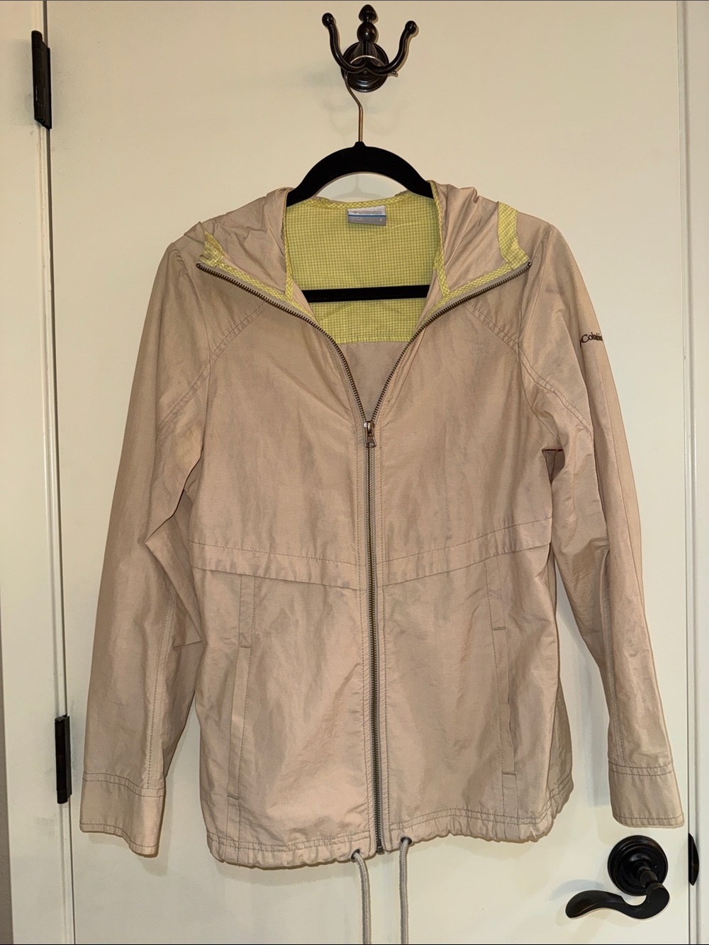 Columbia Women's Beige Hooded Utility Jacket with Yellow Lining